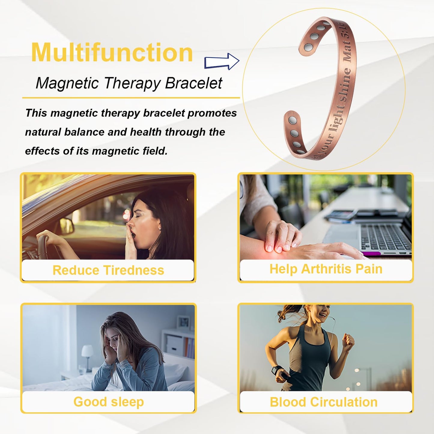 EnerMagiX Copper Magnetic Bracelet for Women, 99% Pure Copper Adjustable Bracelet, Fashsion Jewelry Presents (0946Q2)