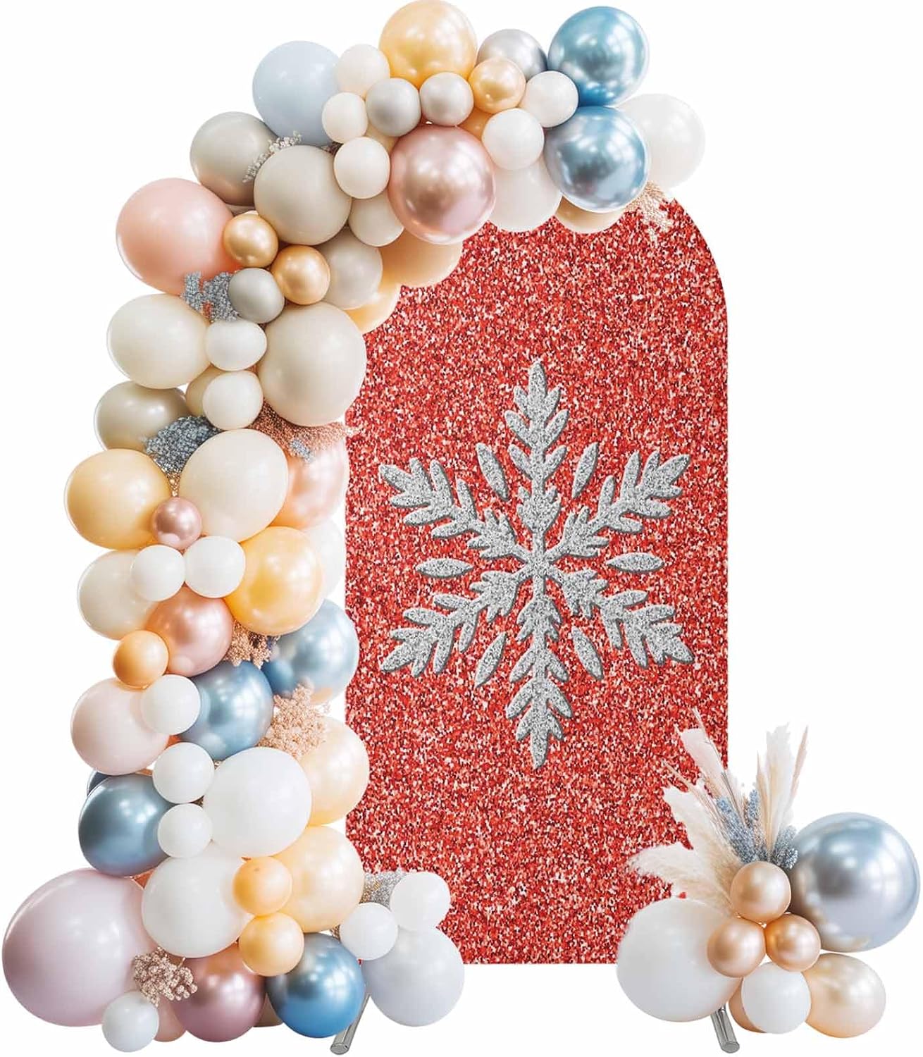 Duskova Living 6 Modern Themed Arch Backdrop Cover FT, Winter Watercolor Sparkling Snowflake Pattern Wedding Arch Cover