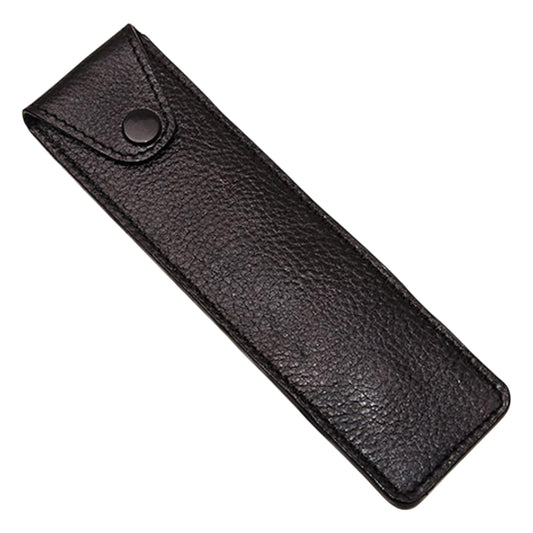 Parker Safety Razor – Genuine Leather Travel Case for FOLDING Straight, Barber & Shavette Razors – Snaps Shut & Felt‑Lined Protection in Compact Carry Pouch