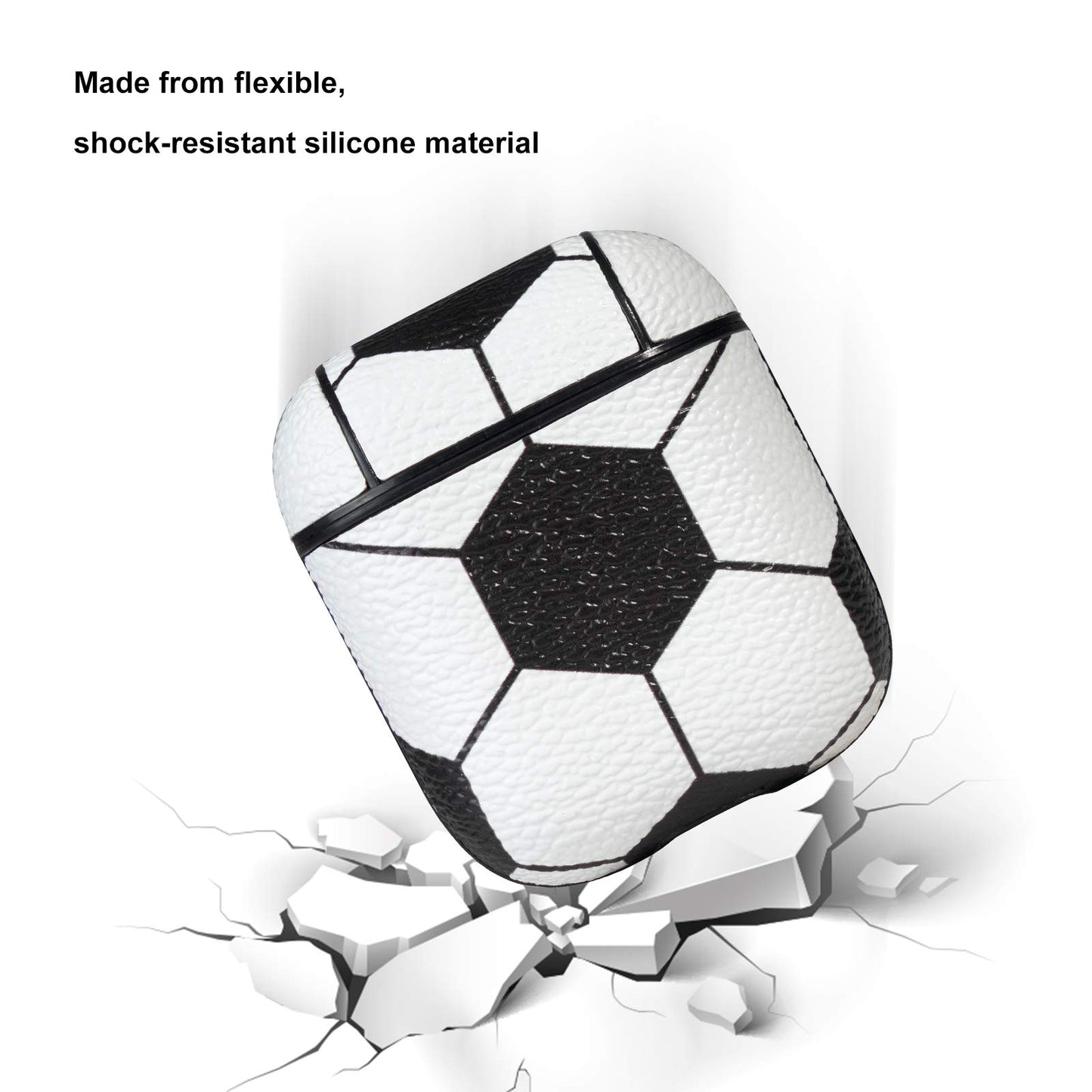 HIDAHE for AirPods Case, for AirPods Accessories Cover for Airpods 1 & for AirPods 2 Protective Case Soccer Pattern Leather for AirPods 2 Kits Skin with Keychain, Soccer02