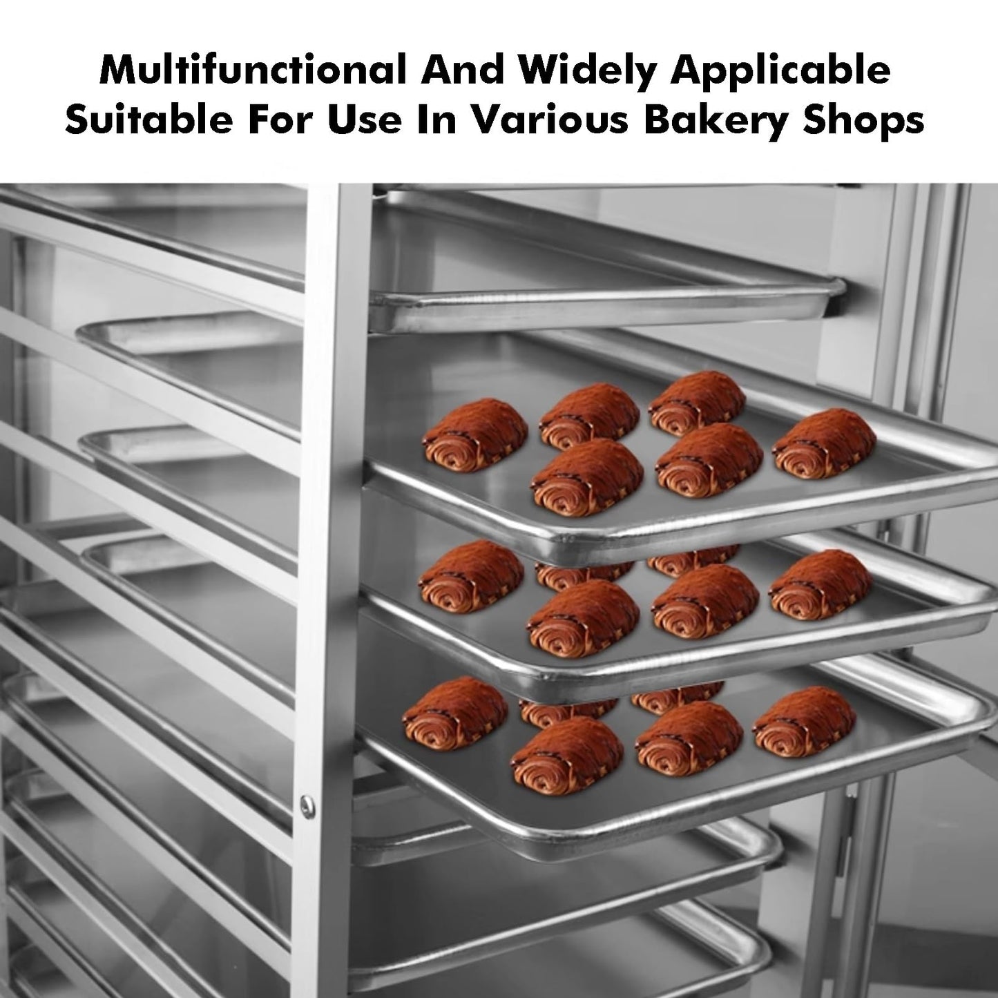 GenSDH 6-Tier Commercial Rack, Steel Bakery Cart with Wheels, Heavy-Duty Drying Trolley for Kitchen & Restaurant, Fits Half/Full Sheet Pans