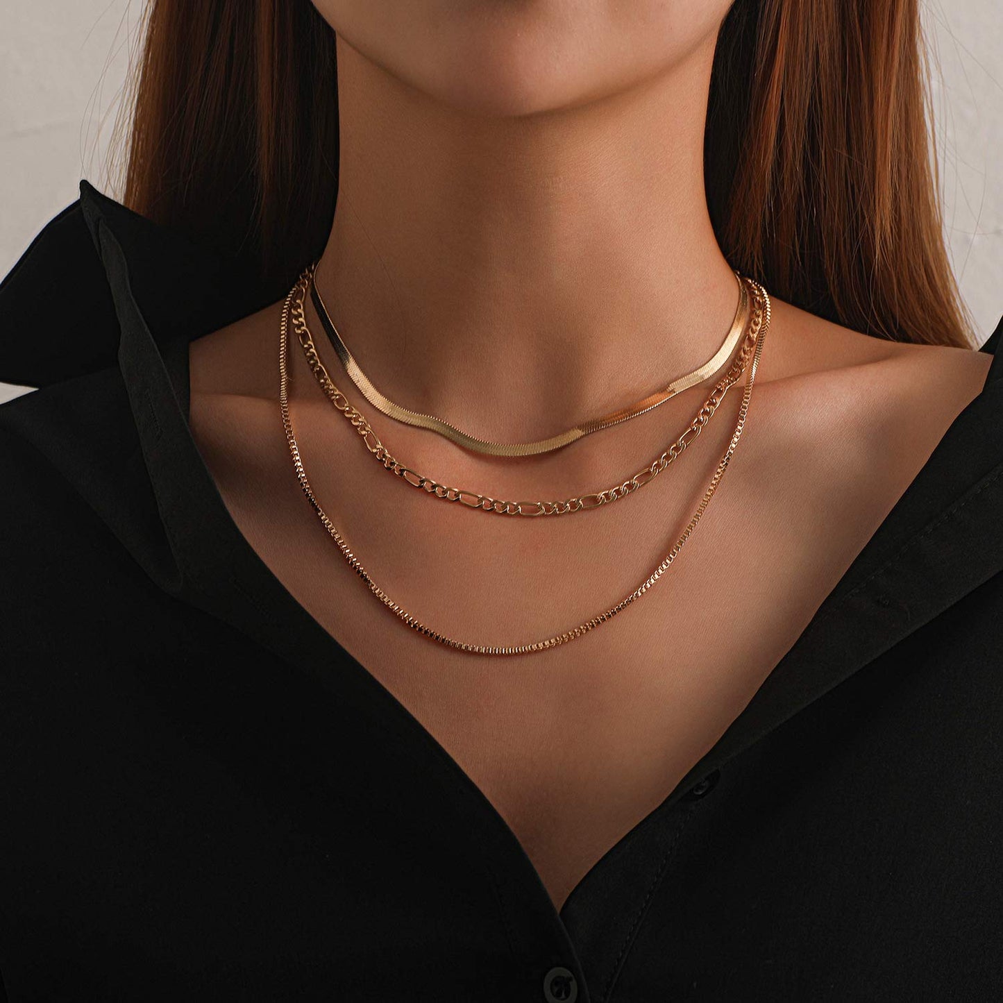 JELLYSEE Gold Necklaces for Women - 14K Gold Plated Layering Necklaces Trendy Circle Paperclip Chain Pendant Choker Necklace, Simple Diamond Cross Bow Jewelry Set Gifts for Women