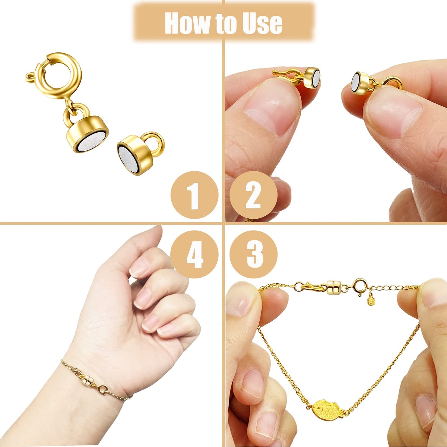 Dailyacc Magnetic Necklace Clasps and Closures - Safety 14 K Gold and Silver Jewelry Converters for Bracelets Chain Extender
