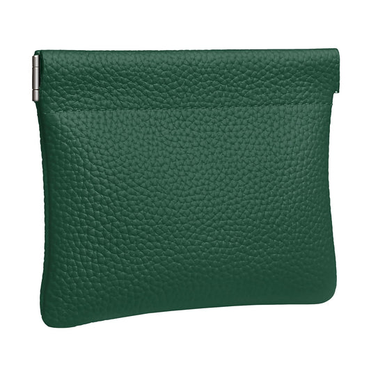 Genuine Leather Squeeze Coin Purse Pouch Change Holder For Men & Women Mini Change Purse Pouch for Pocket, Small Pouch Credit Card Key Headset Lipstick Holder (Green)