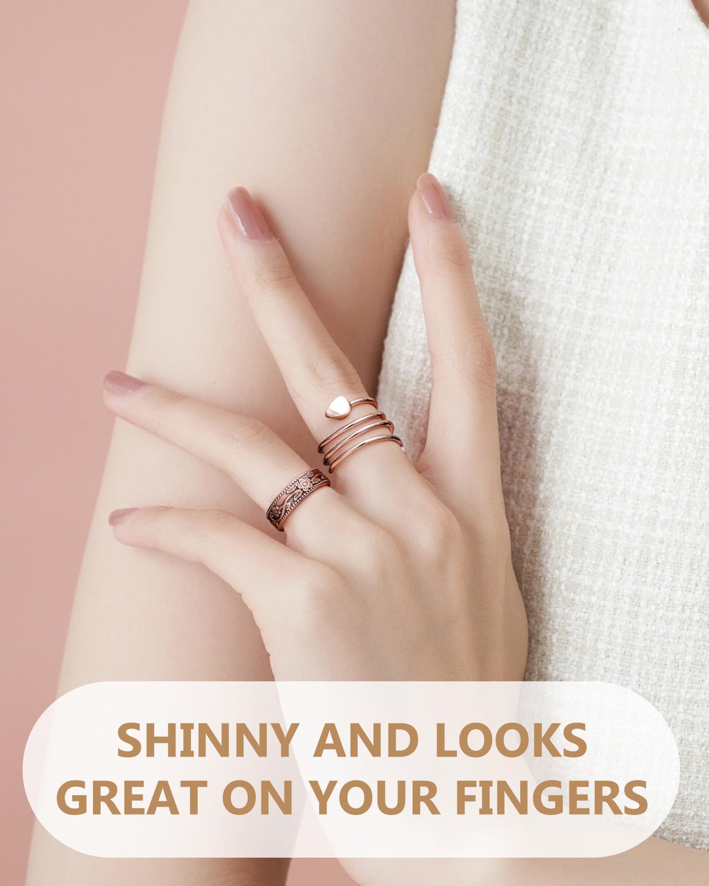 Feraco 2 PCS Magnetic Rings for Women,99.99% Pure Copper Thumb Magnetic Fingers Ring,Valentine's Day Gifts for Womens