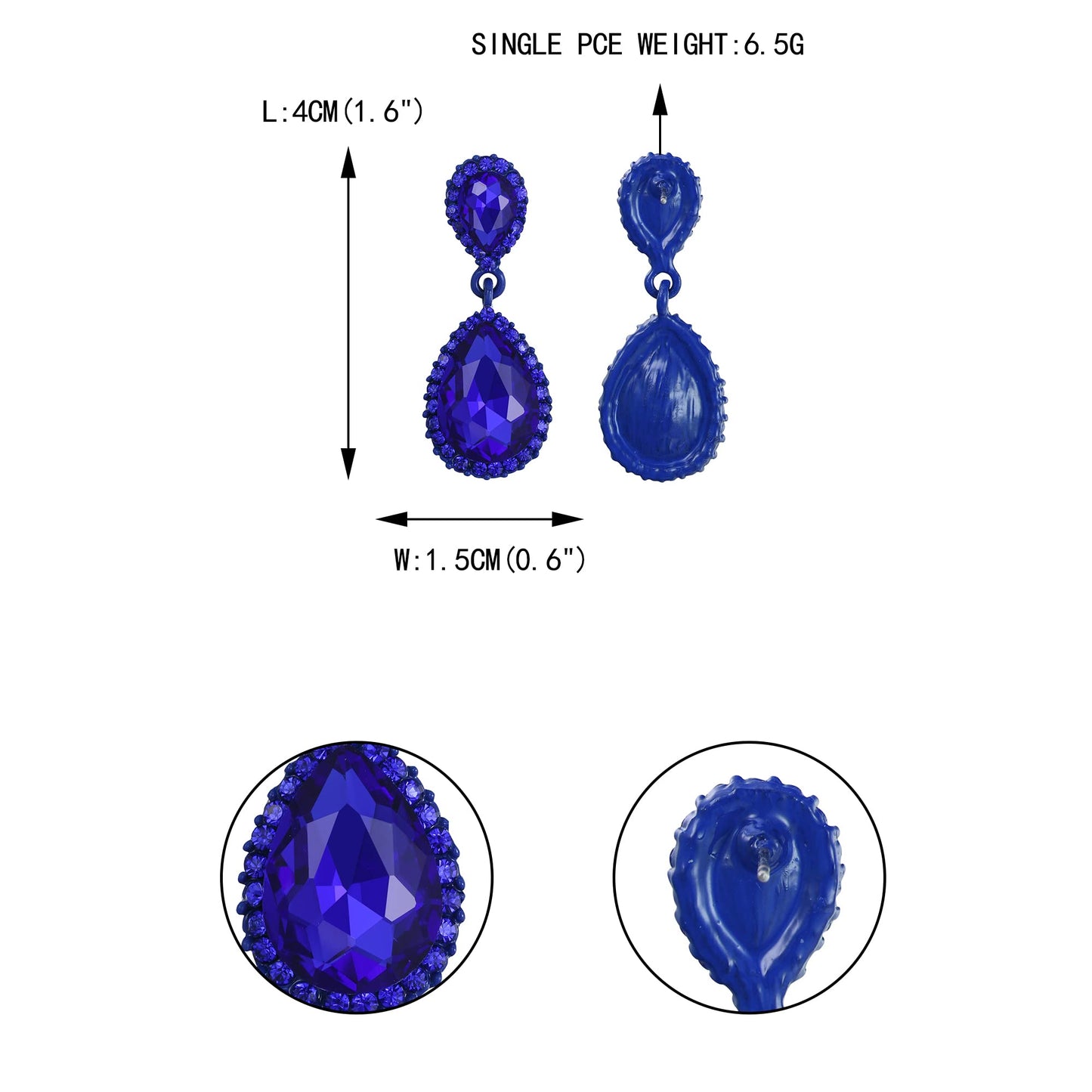 EVER FAITH Women's Austrian Crystal Dangle Earrings, Elegant Party Prom Waterdrop Pierced Earrings Blue Blue-Tone