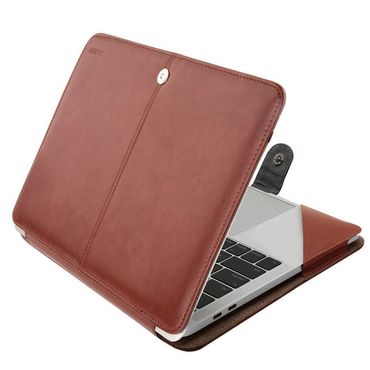 MOSISO Case Compatible with MacBook Air 13.6 inch M4 M3 M2 2025-2022 /Air 13 M1 2022-2018 /Pro 13 inch M2 M1 2025-2016, PU Leather Portfolio Protective Stand Cover, Brown