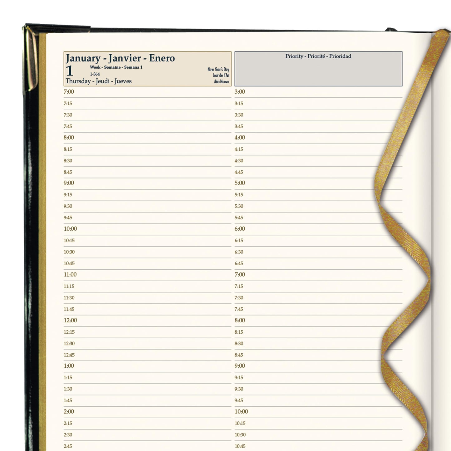 Brownline® 2026 Executive Daily Planner, Appointment Book, 12 Months, January to December, Sewn Binding, 10.75" x 7.75", Black, Trilingual (CBE514-26)