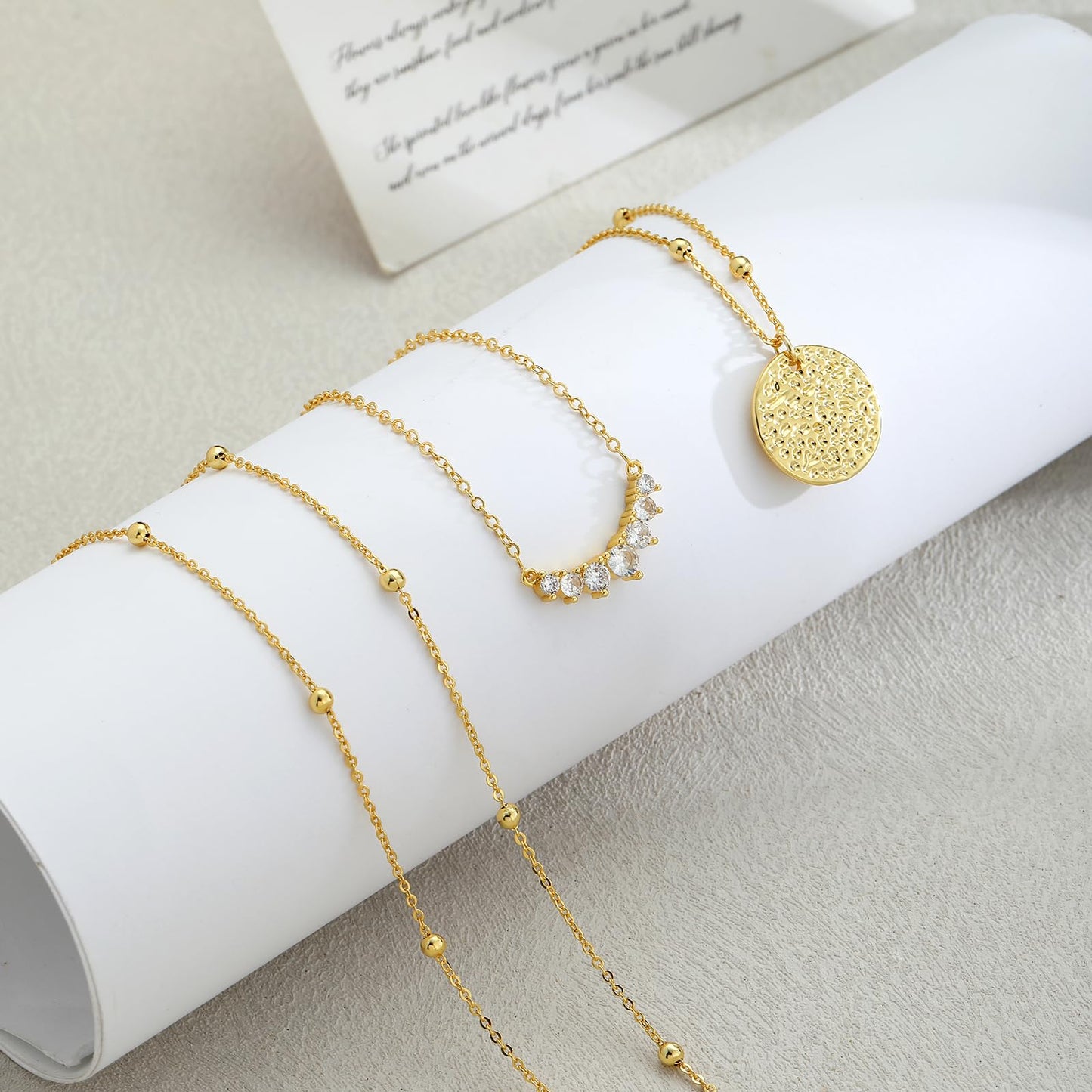AGWOLF Gold/Silver Layered Necklaces for Women,Dainty 14k Gold Plated Stackable Choker Necklaces for Women,Trendy Layering Coin Chain Pendant Jewelry Set Gifts