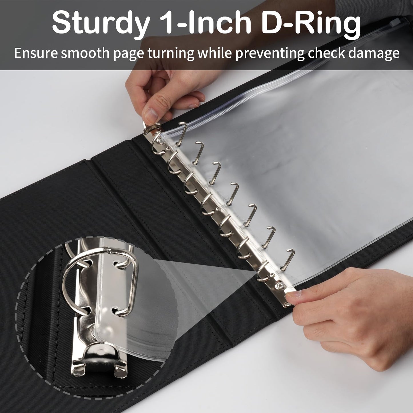 Professional 7 Ring Business Checkbook Binder, Premium PU Leather Organizer for 3-On-A-Page Checks, Perfect for Business and Personal Finances, Fits 9x13 Inch Sheets, 600 Check Capacity