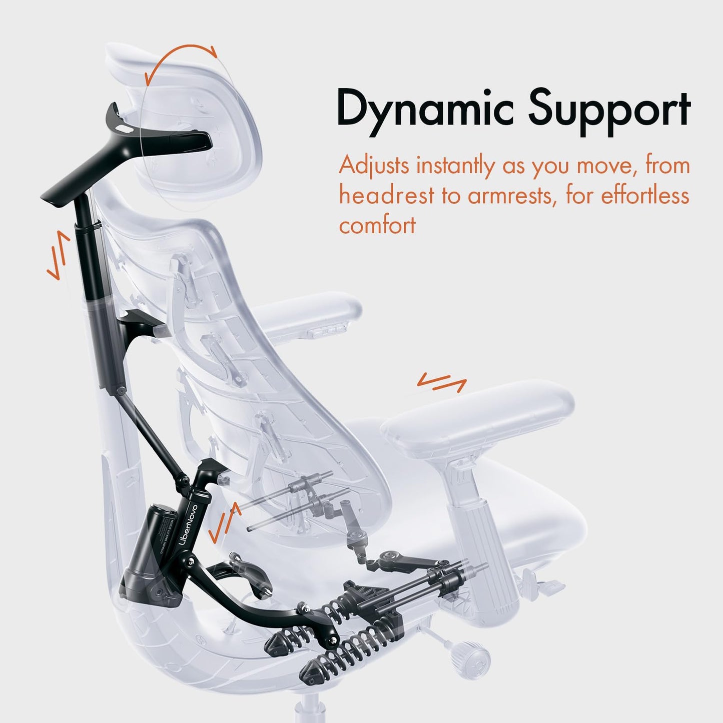 LiberNovo Dynamic Ergonomic Desk Chair + StepSync Footrest Bundle - Comfy Home Office Chair with Adaptive Lumbar Support, 160° Recline & Built-in Spine Stretch, Gray+48cm