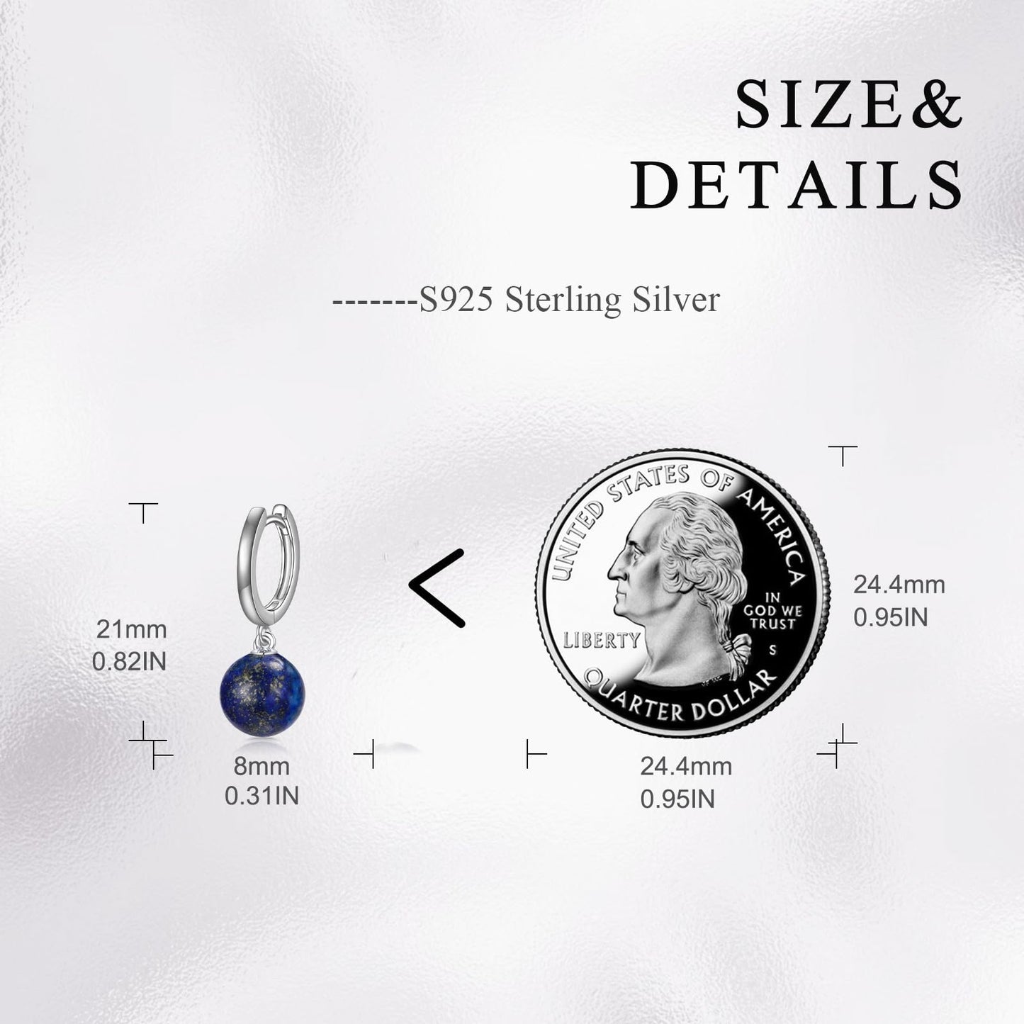 925 Sterling Silver Lapis Lazuli Hoop Earrings Dangle Drop Jewelry Gifts for Women (Lapis Lazuli)