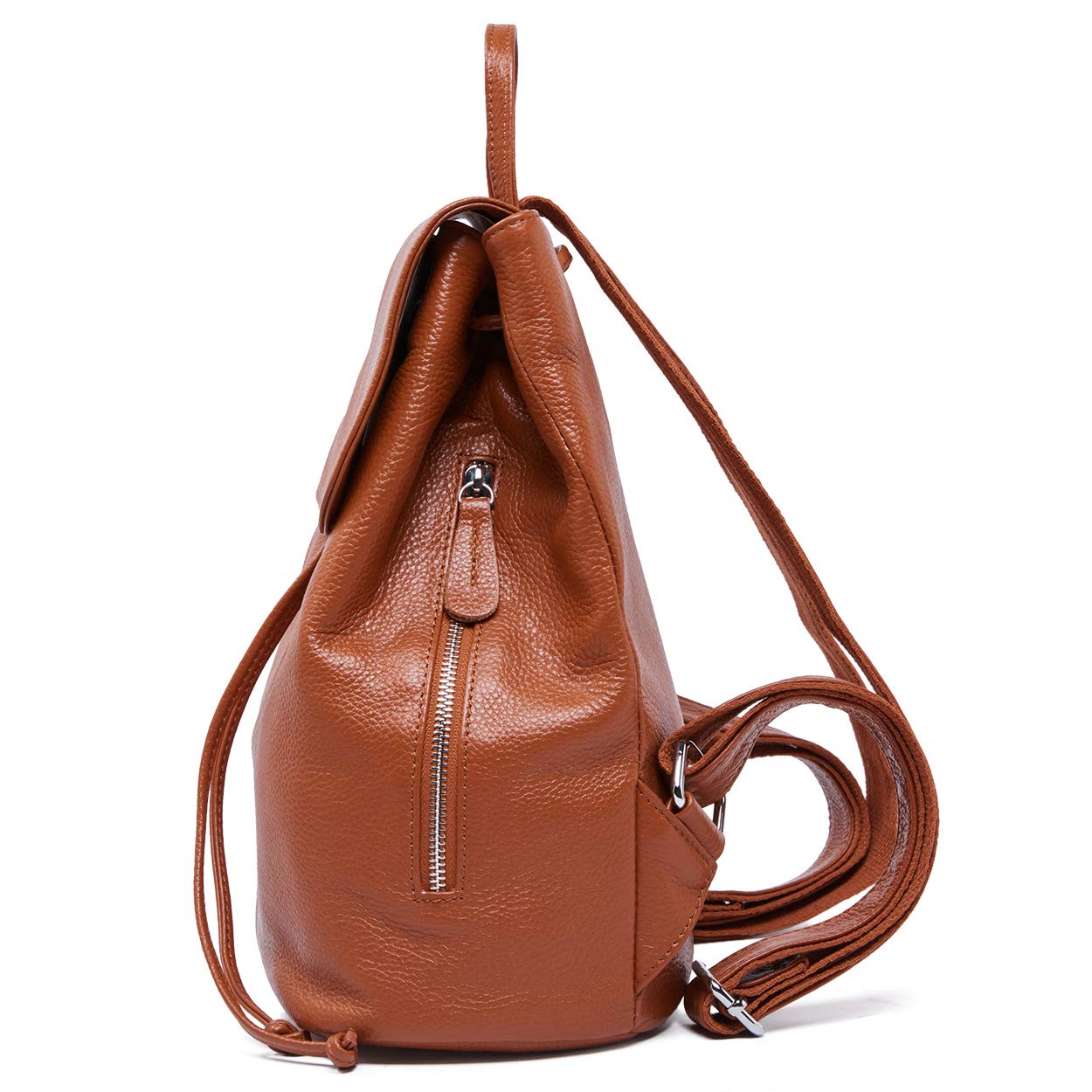 BOYATU Women’s Full-Grain Leather Backpack Purse, Minimal Structured Design, Work Commuter & City Travel, Compact Everyday Essentials, Fashion RFID Pocket Bag ((Brown)