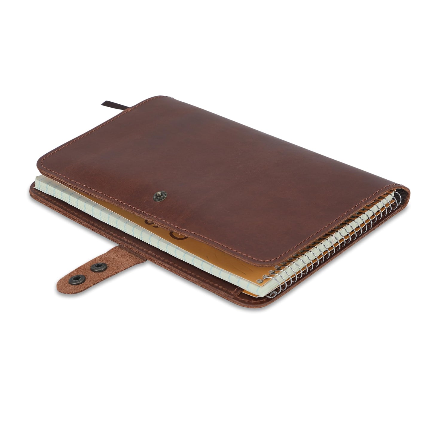 CestAntiQ Journal Cover – Rustic Leather Cover for 6x9 Top-Bound Spiral Steno Notebook, Handmade Refillable Cahier Cover, Leather Organizer for Journaling, Note Taking, Gifts (Tan)