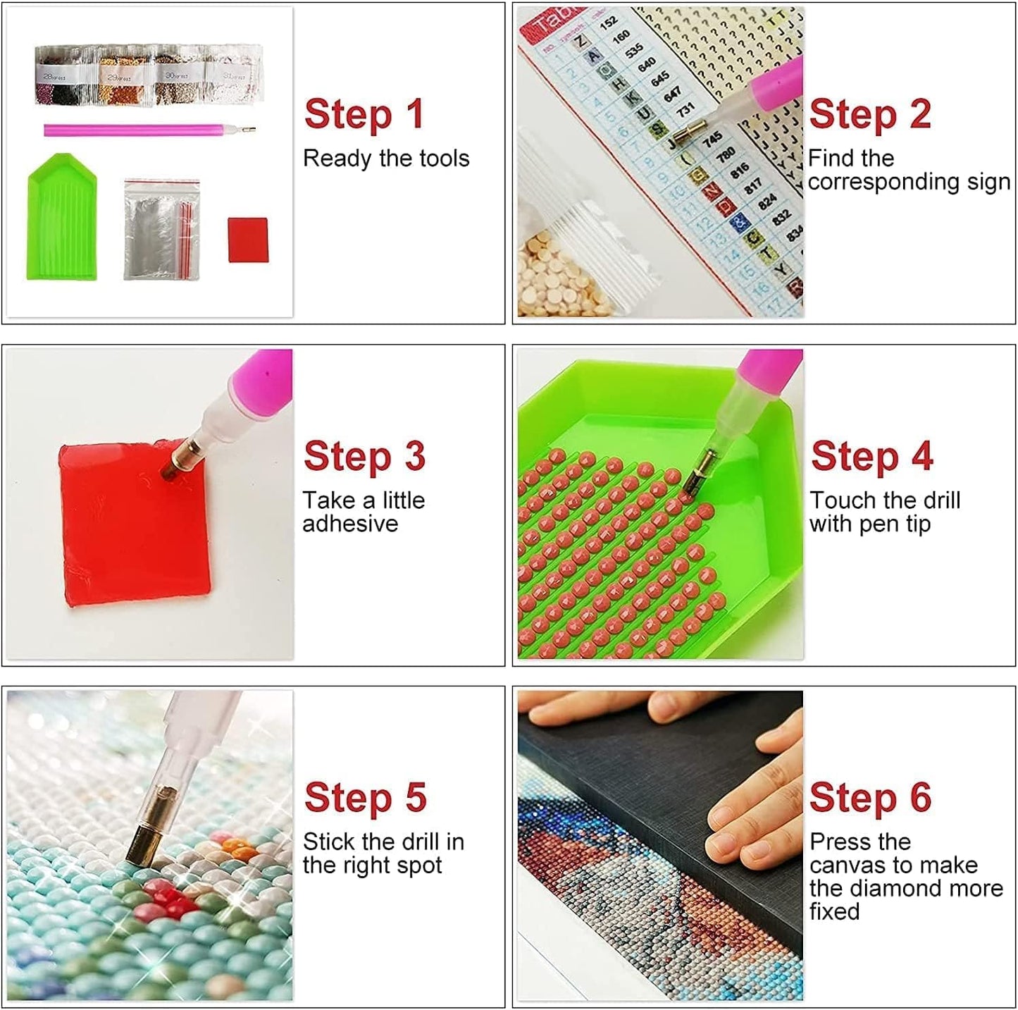 WUDWL Diamond Painting Kits for Adults - 6 Pack Sun and Moon DIY 5D Diamond Art Kits Full Drill Diamond Dots Paintings with Diamonds Gem Art and Crafts Home Decor 10 X 14 Inch