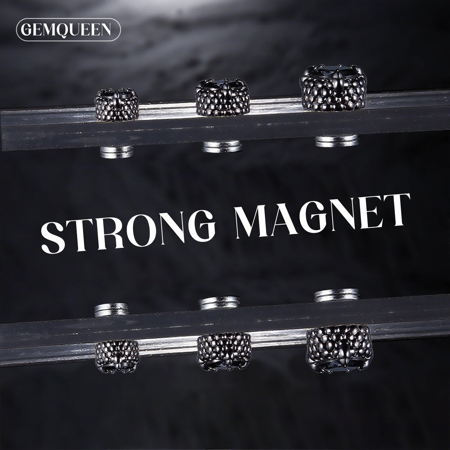 GEMQUEEN Magnetic Earrings for Men Women - 5A Shiny CZ Dragon Claw Punk Hypoallergenic Stainless Steel Non Piercing Clip on Fake Earrings Studs Black 6.5MM Not Easy to Fall