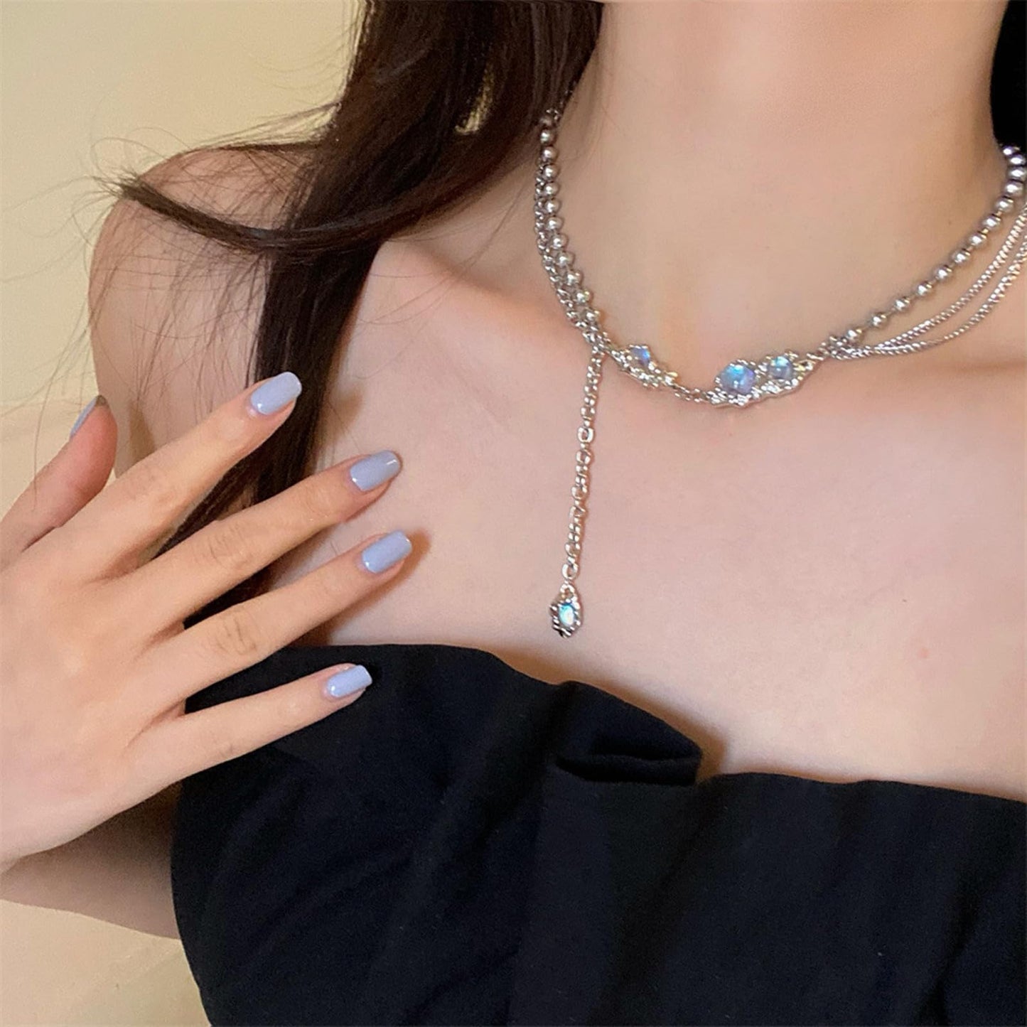 Buyongwant Irregular Necklace Y2k Moonlight Titanium Steel Fashion Women's Jewelry