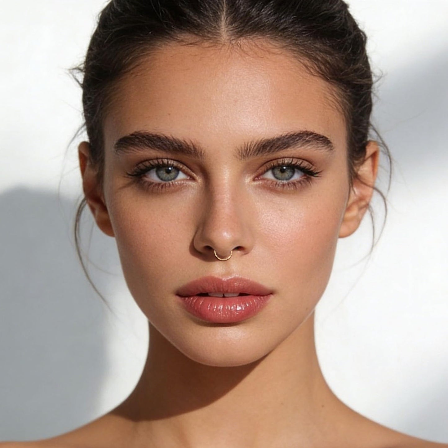 JFORYOU Fake Nose Ring Fake Septum Fake Nose Ring Hoop Faux Nose Piercing Spring Clip on No Pierced Non Piercing Faux Body Piercing Jewelry for Women Men Black Rosegold Silver
