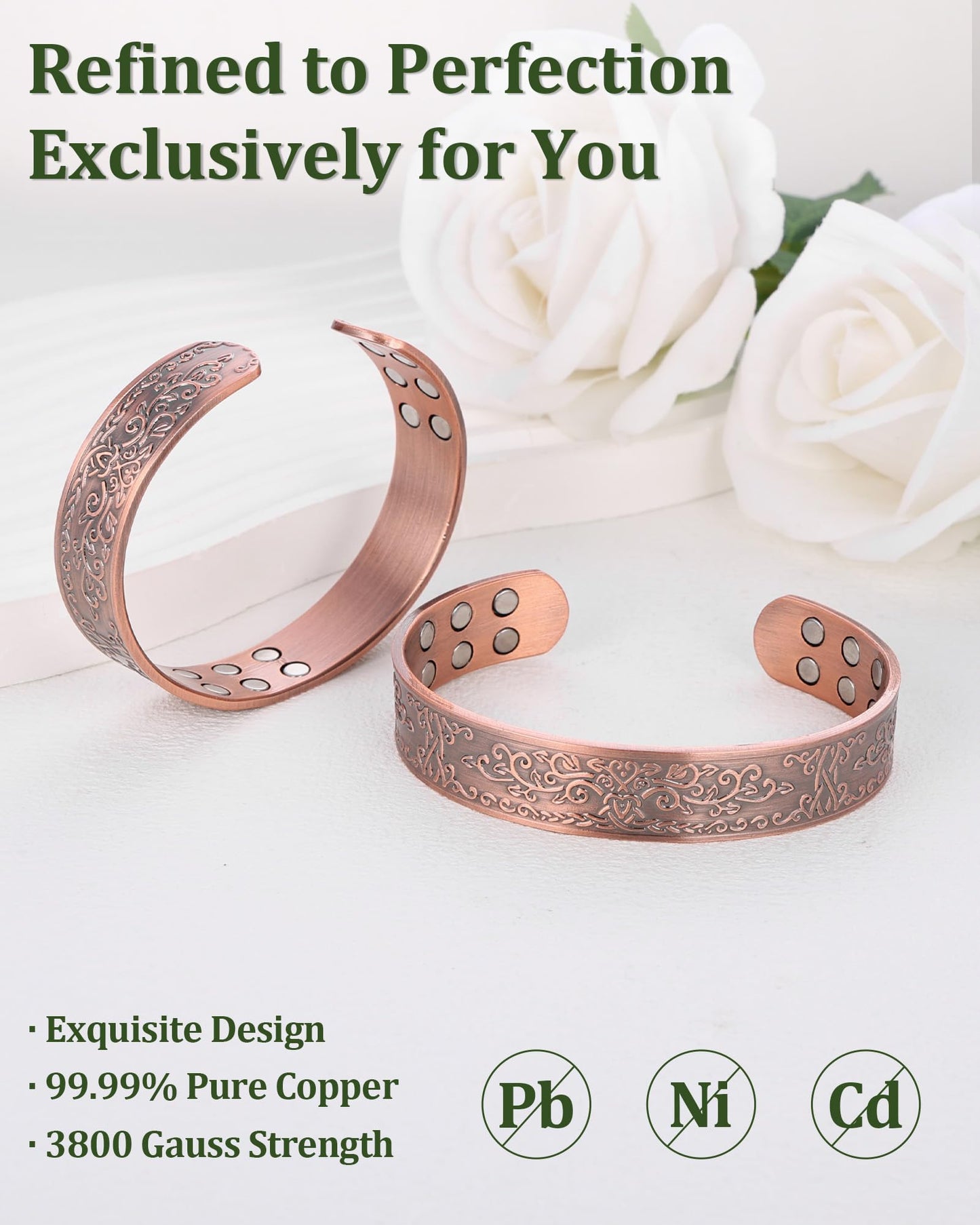 Fashtour Copper Bracelet for Men, 99.99% Pure Copper Bracelet, 18X Enhanced Strength Magnetic with Neodymium Magnets(Tree of Life) (Tree of life)