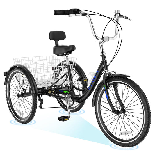 ABORON Adults Tricycle, 3 Wheels Bike for Adult, Tricycle for Adults, Double-Wall Wheel Rims, Tricycle for Women Men Exercise Outdoor Sports