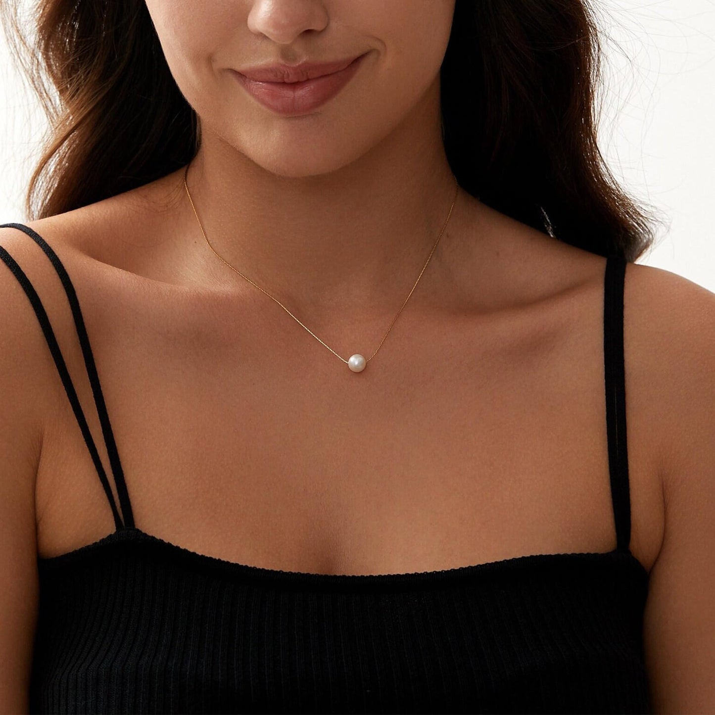 Treasure Bender Pearl Necklaces for Women Trendy, 14k Gold Plated Dainty Necklace Simple Pearl Drop Single Charm Pendant Necklace Birthday Wedding Gifts Gold Jewelry for Women