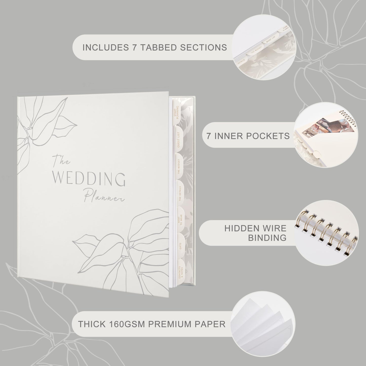 &And Per Se Wedding Planner Book and Organizer - Wedding Planning for Bride, Engagement Gifts for Couples, Future Brides and Grooms (Mystic Grey)