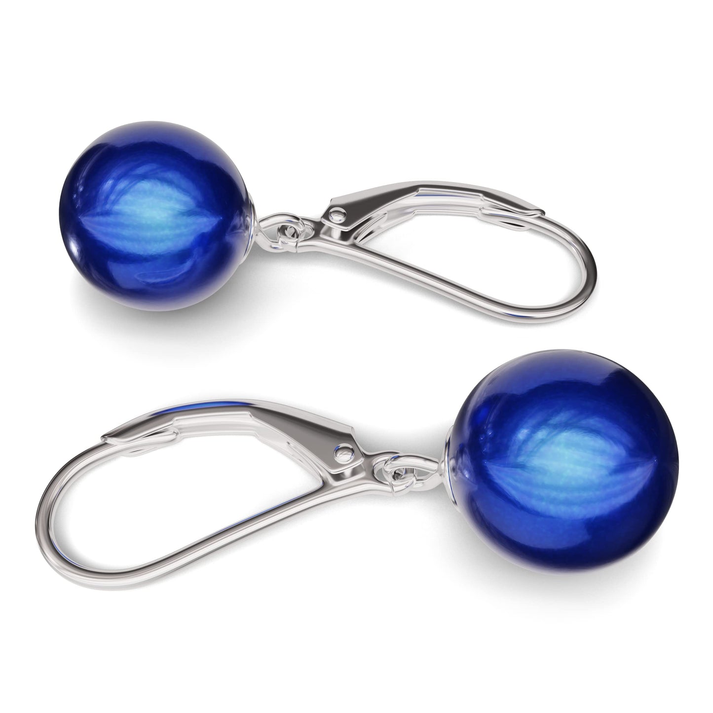Lova Jewelry Pearl Drop Earrings Leverback Hoop Earrings for Women (Cobalt)