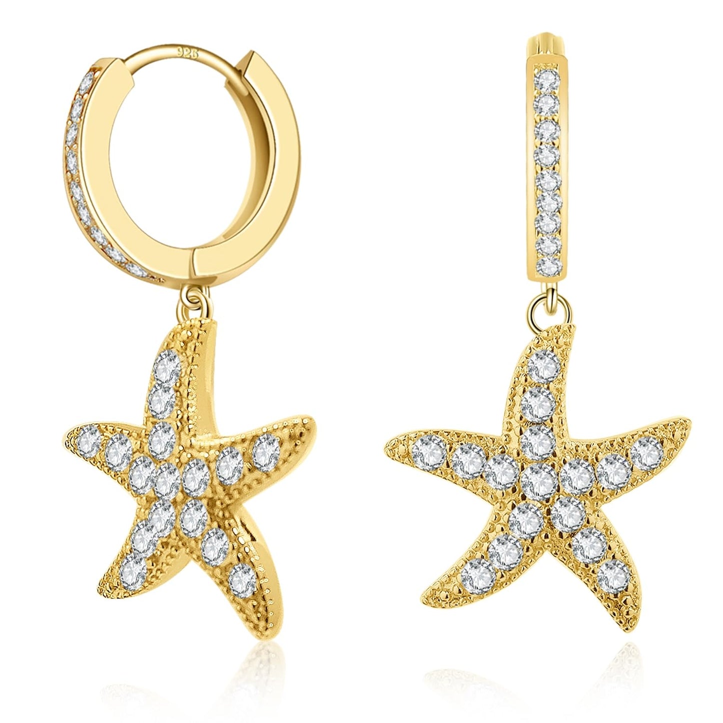 ToHeart Starfish Earrings For Women - 14K Gold Plated Beach Earrings - Starfish Jewelry - Gold Huggie Hoop Earrings Birthday Gifts Mothers Day Gift