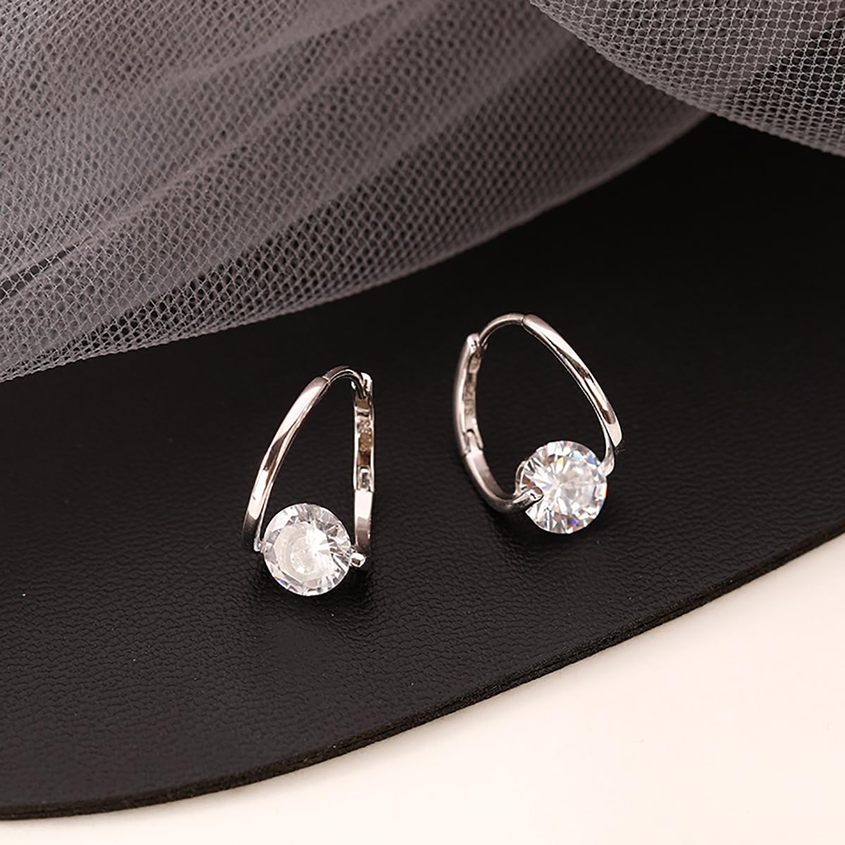 Halolux Lymphvity Germanium Earring for Women Lymphatic Drainage Earring CZ Zircon Acupressure Earrings Atheniz Lymphatic Earrings Dainty Jewelry Gifts (Silver)