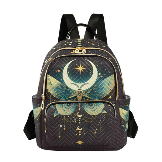 ALAZA Green Butterfly Moon Small Backpack Purse for Women Travel Bag Lightweight Shoulder Bag Fashion Daypack