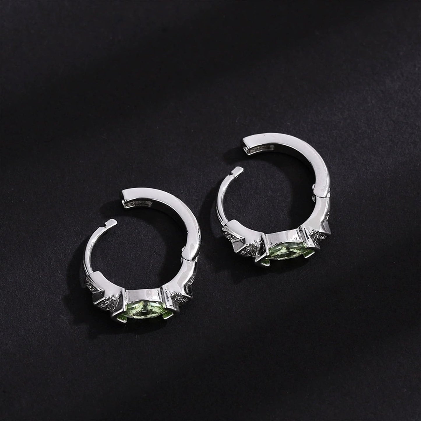 Lymphatic Drainage Slimming Hoop Earrings, Titanium Ion Lymphvity Germanium Acupuncture Therapy Moissanite Earrings Bloodstream Lymph Nodes CZ Jewelry for Women Men (Green-A)