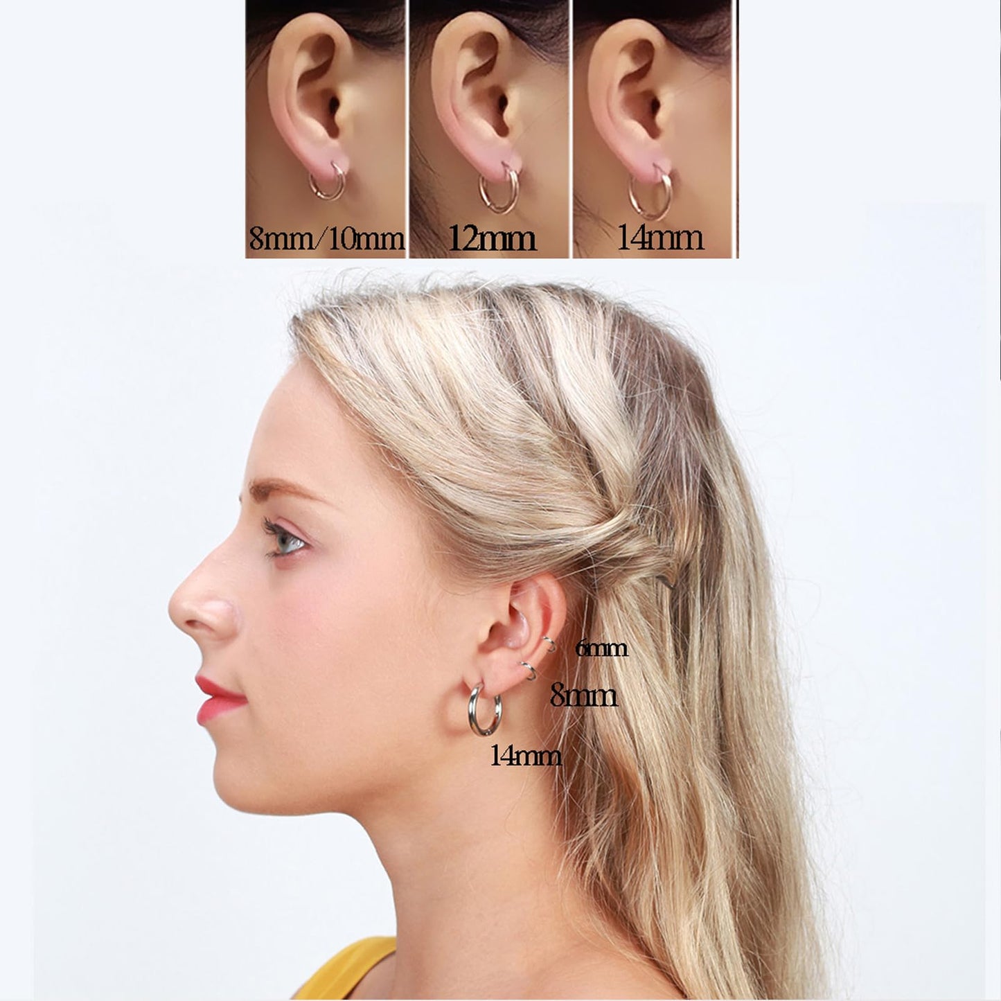 316L Surgical Stainless Steel Huggie Hoop Earrings 8mm Gold Hypoallergenic Earrings Hoop Cartilage Helix Lobes Hinged Sleeper Earrings For Men Women(B01:8mm Gold(THK 2.0mm))