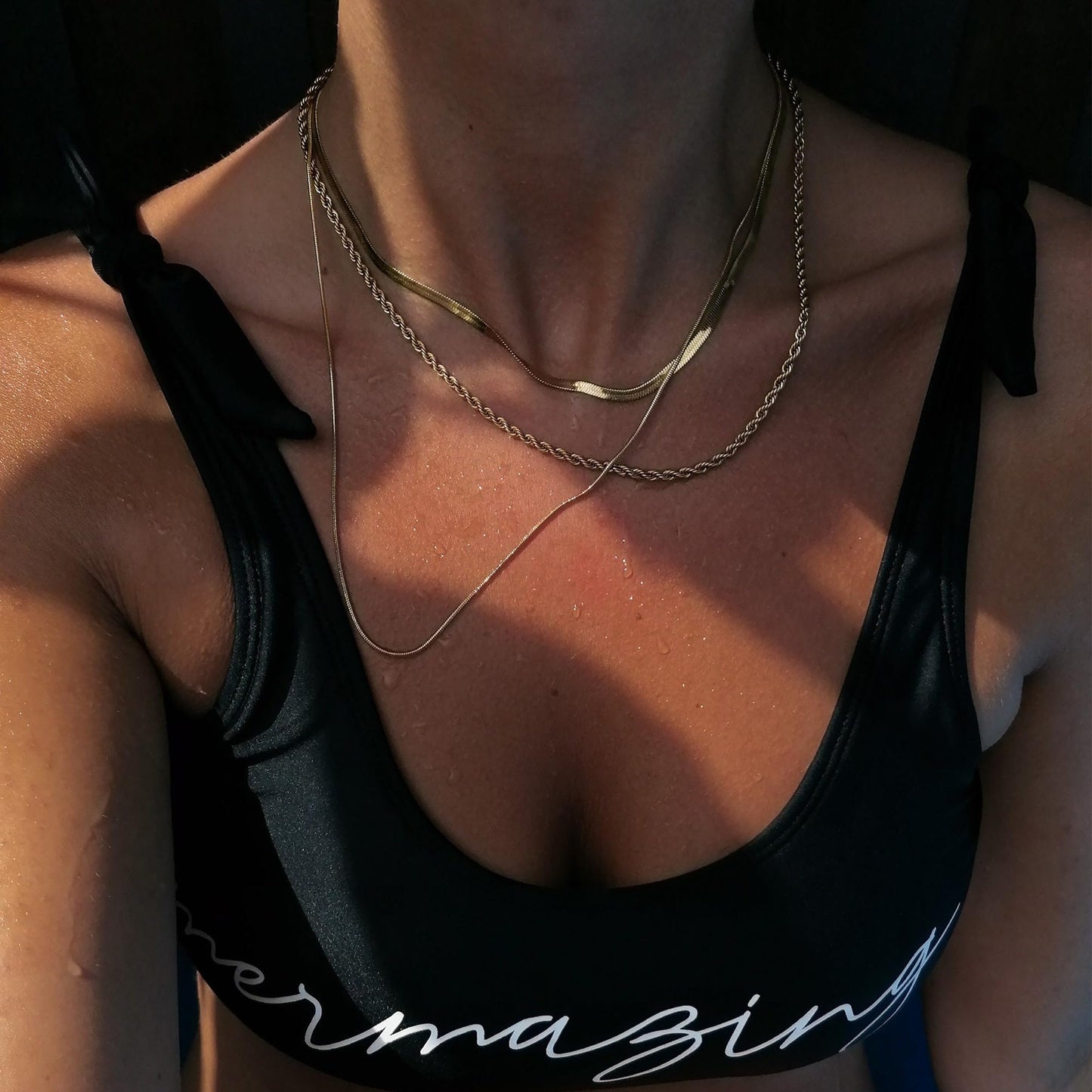 YOIHUR Gold Layered Necklaces for Women, 14K Gold Plated Dainty Necklace Chain Choker Necklaces Herringbone Necklace Set Gold Jewelry Gift for Women