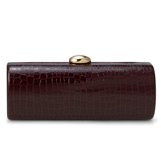 Buric Vegan PU Leather Evening Clutch Purses Crocodile Pattern Handbags Formal Envelope Shoulder Bags for Party Wedding Prom Brida Wine Red