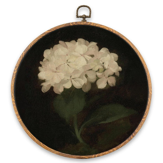 Vintage Hydrangea Wall Art Decor, Vintage Botanical Flower Framed Canvas Prints 10x10 Inch, Aesthetic Nature Round Wall Hanging Artwork Decorations for Gallery Office Bedroom Living Room