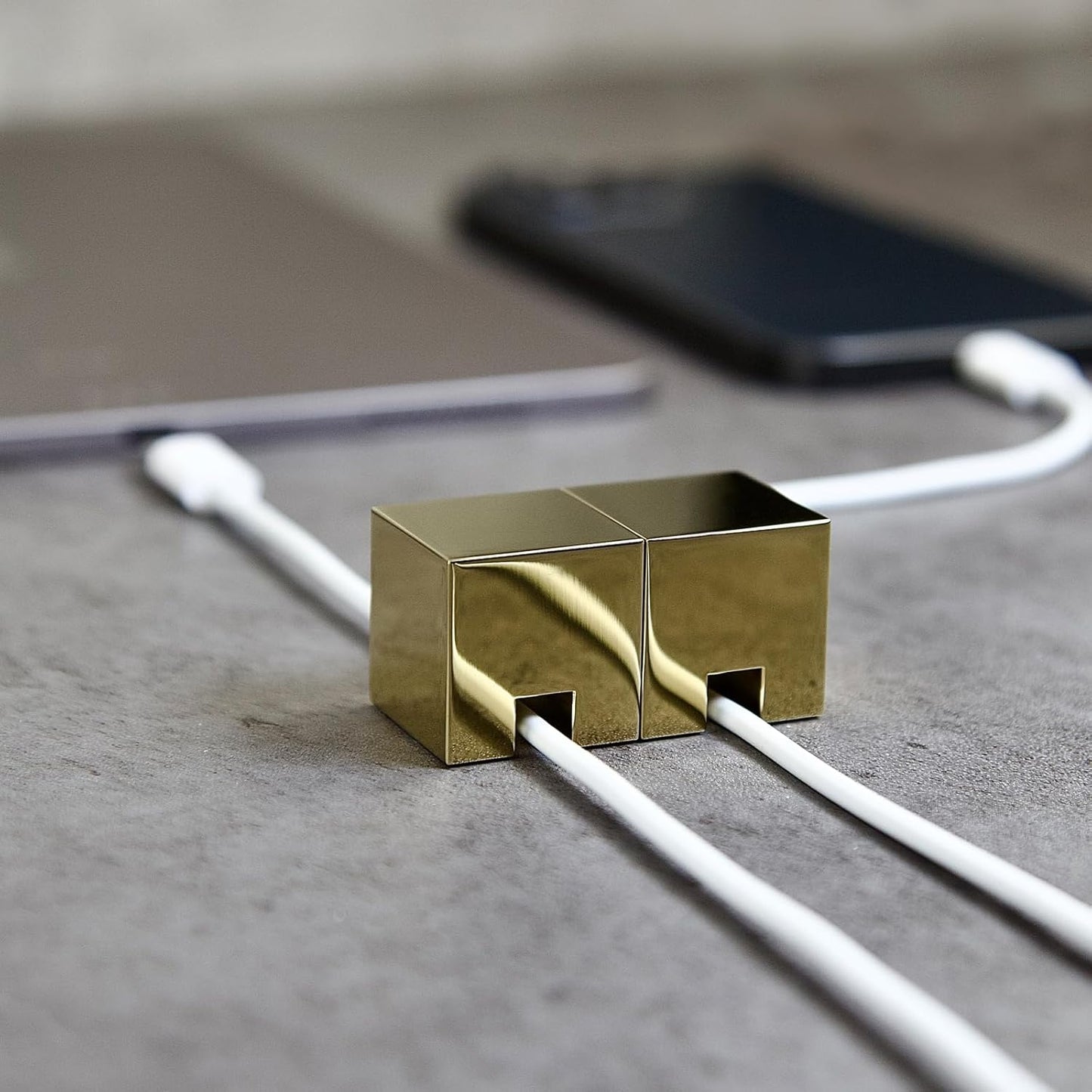 N2U (2 PCS - Gold) Metal Cord Holder, Weighted Cable Organizer or Management, Heavy Wire Keeper for Nightstand, Desk