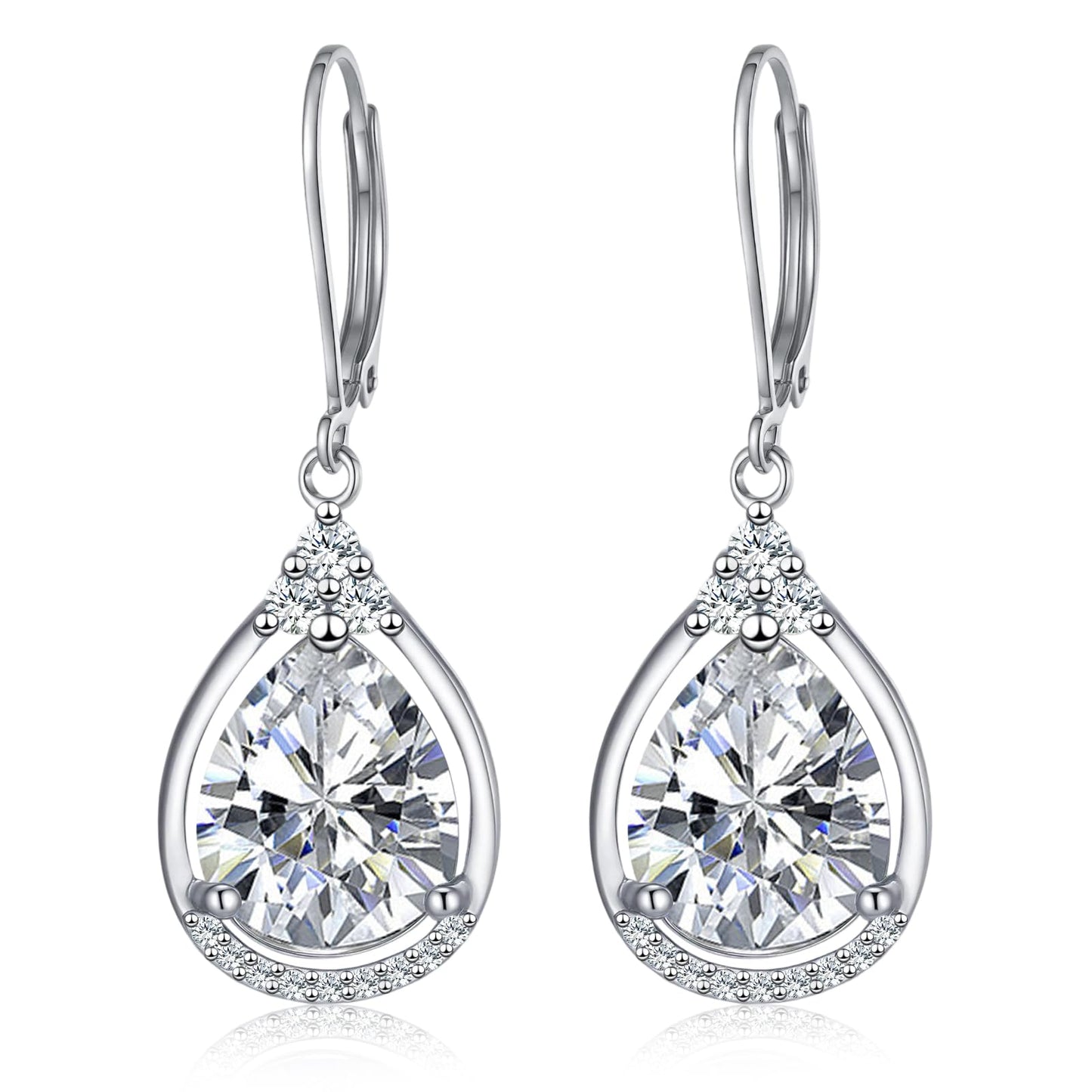 April Earrings Sterling Silver Birthstone Earrings AAAAA Cubic Zirconia Teardrop Dangles Jewelry Christmas Gifts for Women