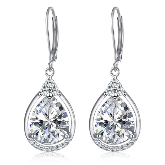 April Earrings Sterling Silver Birthstone Earrings AAAAA Cubic Zirconia Teardrop Dangles Jewelry Christmas Gifts for Women