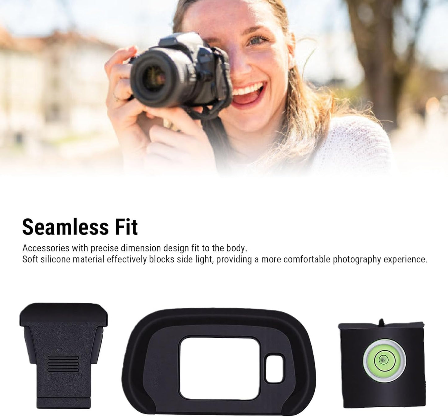 R7 Bewinner Viewfinder Eyecup & Hot Shoe Cover | Soft Silicone Kit with Bubble Level for Camera