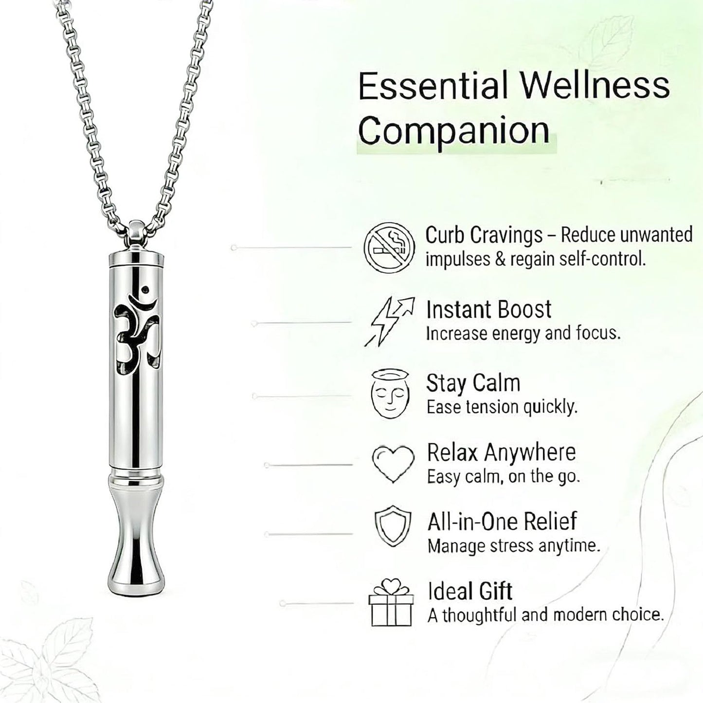 phaxud Stainless Steel Mindful Breathing Necklace with Aromatherapy Diffuser & Guided Meditation Cards, Calming Relaxation Tool for Meditation & Healthy Habit (Necklace with card, Rainbow)