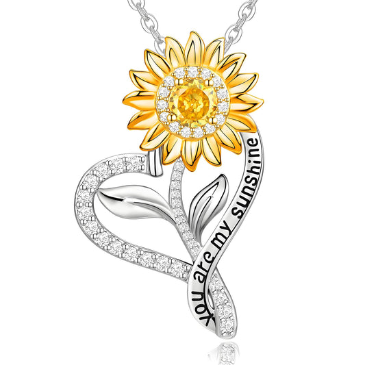 Jnrbecm Anniversary for Gifts Sunflower Necklaces for Women Wife Gifts for Her Sunflower Gifts You Are My Sunshine Necklace for Women Her Christmas Mom Mothers Day Birthday