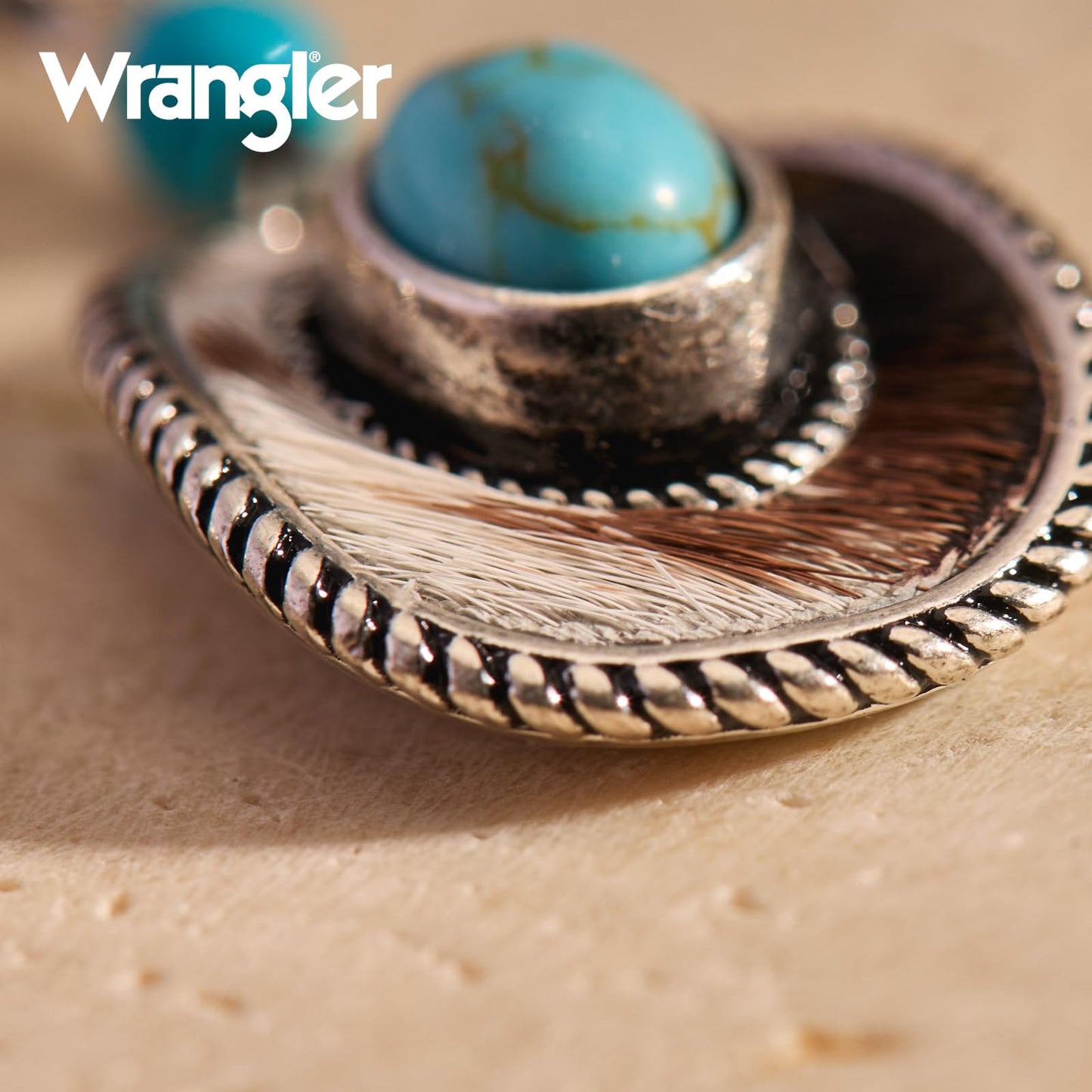 Wrangler Western TearDrop Dangle Earrings for Women Country Statement Genuine Horsehair Turquoise Vintage Cowgirl Cowboy Jewelry (Silver-Turquoise A)