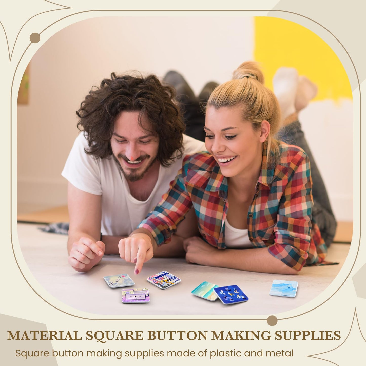 Wavwavw 200 Set 2'' x 2'' Square Pin Button Making Supplies for Square Button Maker DIY Pin Badge Parts Refill (Clear)