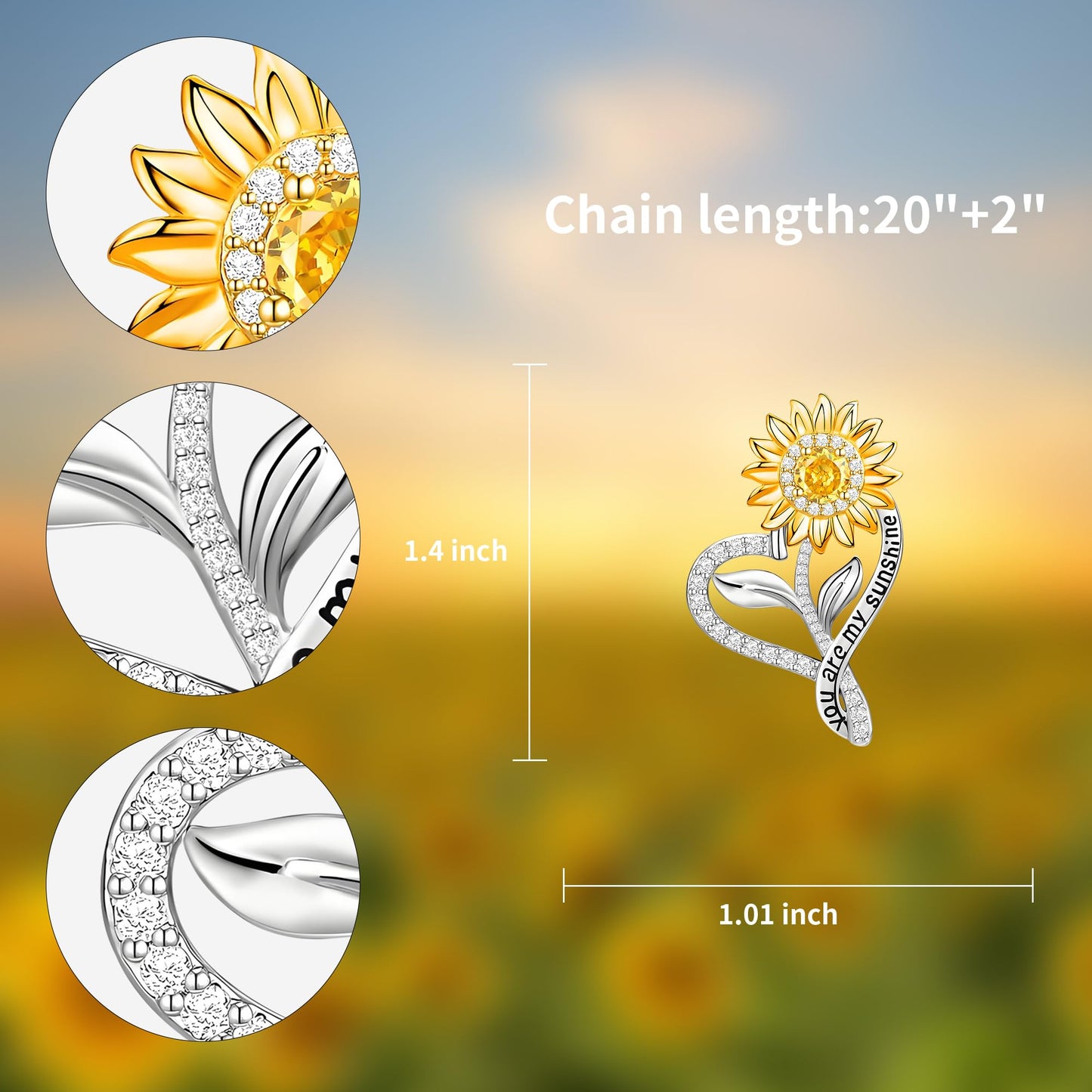 Jnrbecm Anniversary for Gifts Sunflower Necklaces for Women Wife Gifts for Her Sunflower Gifts You Are My Sunshine Necklace for Women Her Christmas Mom Mothers Day Birthday
