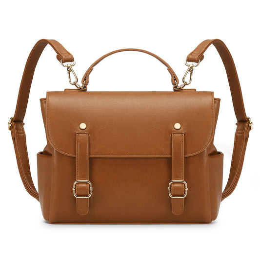 Convgo Mini Backpack Purse for Women, Small Fashion Backpack Vintage PU Leather Shoulder Bag Casual Travel Collage, Brown