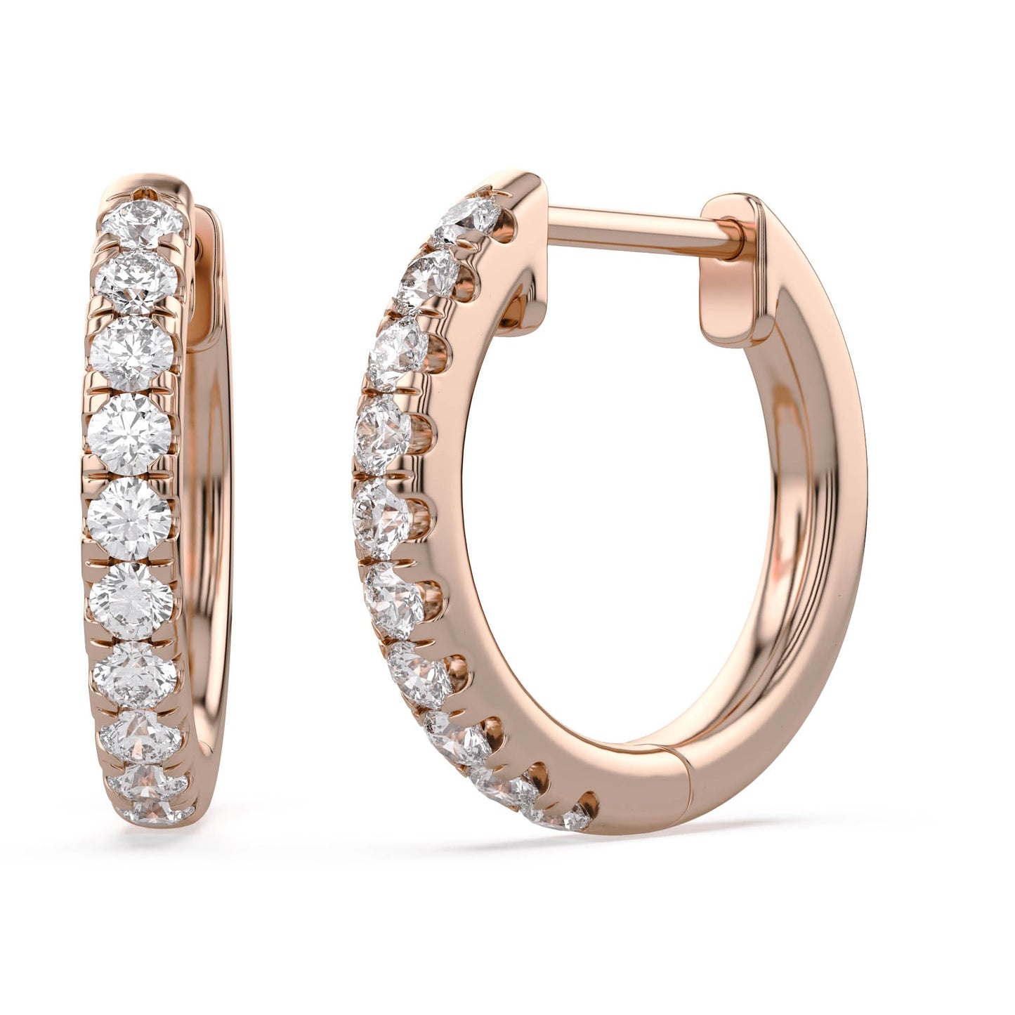 Huggie Hoop Earrings For Women, 1/4 Carat Round Shape Lab Grown Diamond Wedding Bridal Hoop Earrings In 14K Rose Gold Over Sterling Silver Jewelry for Her (0.25 Cttw)