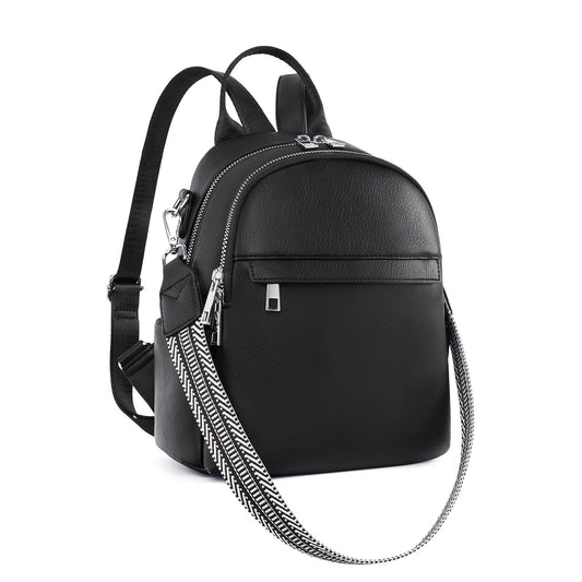 Lexiyat Small Backpack Purse for Women Leather Mini Convertible Designer Backpack Travel Shoulder Fashion Bag Black