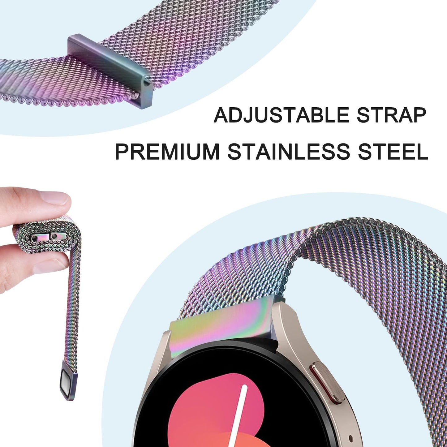 Veryfit Smart Watch Bands for IDW13, IDW16, IDW19 Smartwatch, Stainless Steel Metal Replacement Bracelet Strap for Fitpolo IDW13/Woneligo W13/FITVII HM57, ENOMIR/TOOBUR/MILOUZ/Gydom/Faweio/Veryfit IDW19 (Colorful)