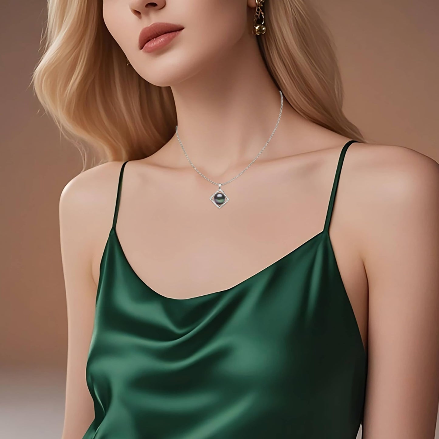 Tahitian Black Pearl Necklace for Women – 12-13mm AAAA Quality Real Pearl Pendant in 925 Sterling Silver, Adjustable Chain – Elegant Jewelry Gift for Wife, Mom, Anniversary, Birthday
