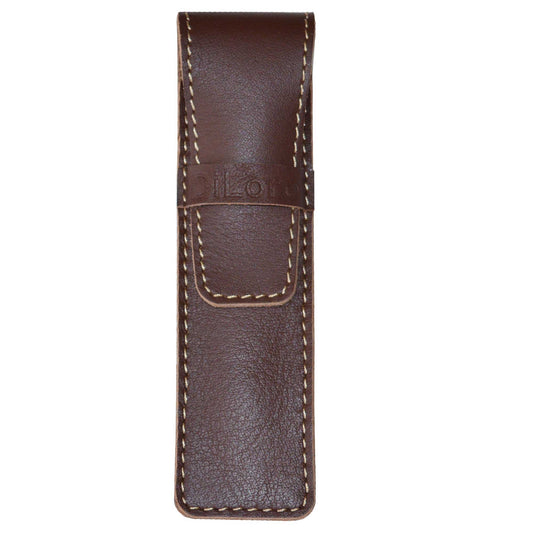 DiLoro Full Grain Thick Genuine Single Leather Pen Case Holder Pouch Pen Protector Pencil pencase (Buffalo Brown)
